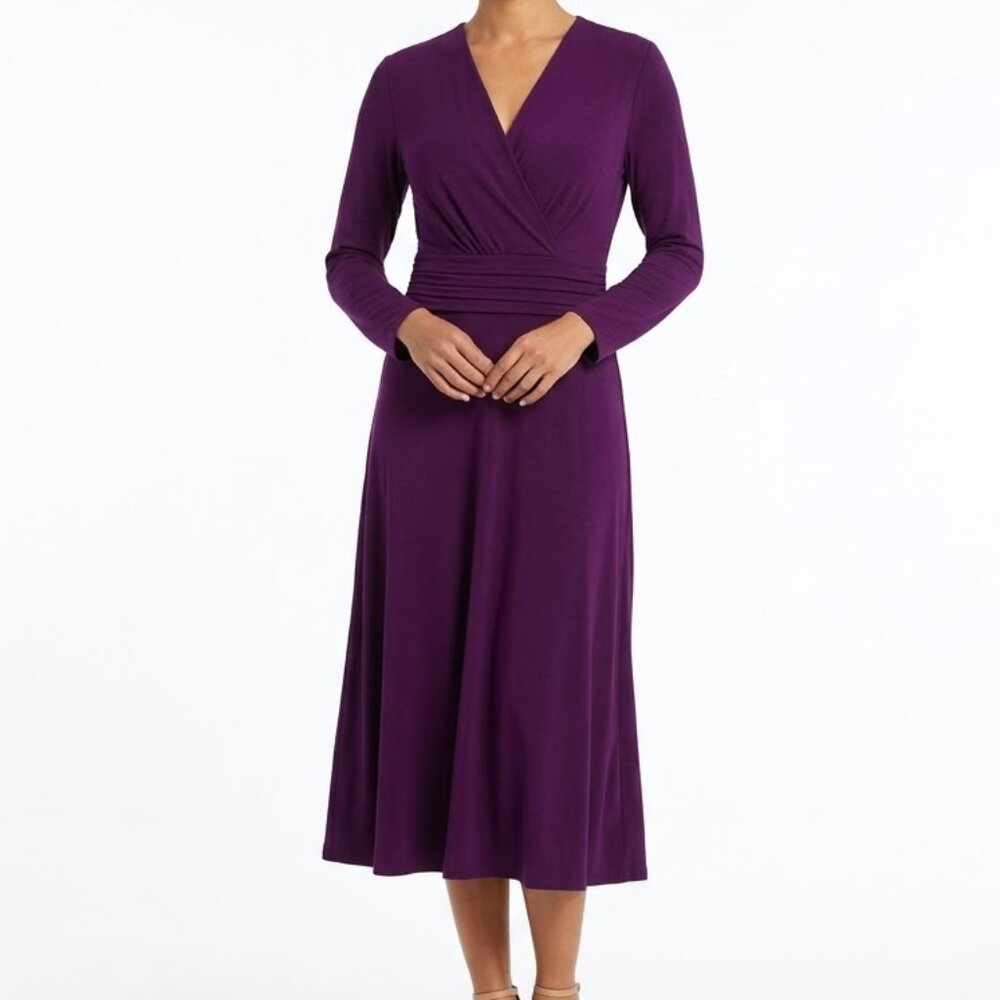 Olsen Europe Purple Crossover Wrap/Tie Jersey Dress- Sz. 6